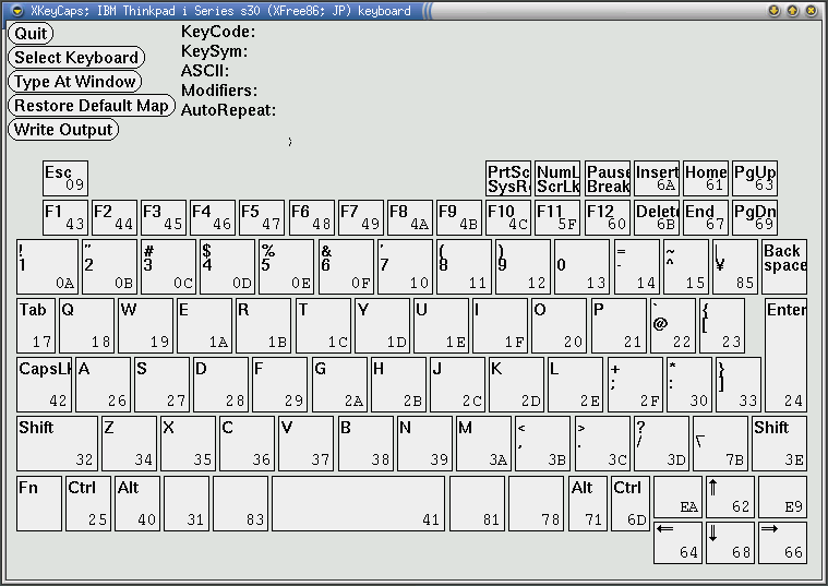 screenshot of xkeycaps, showing the s30 keyboard
